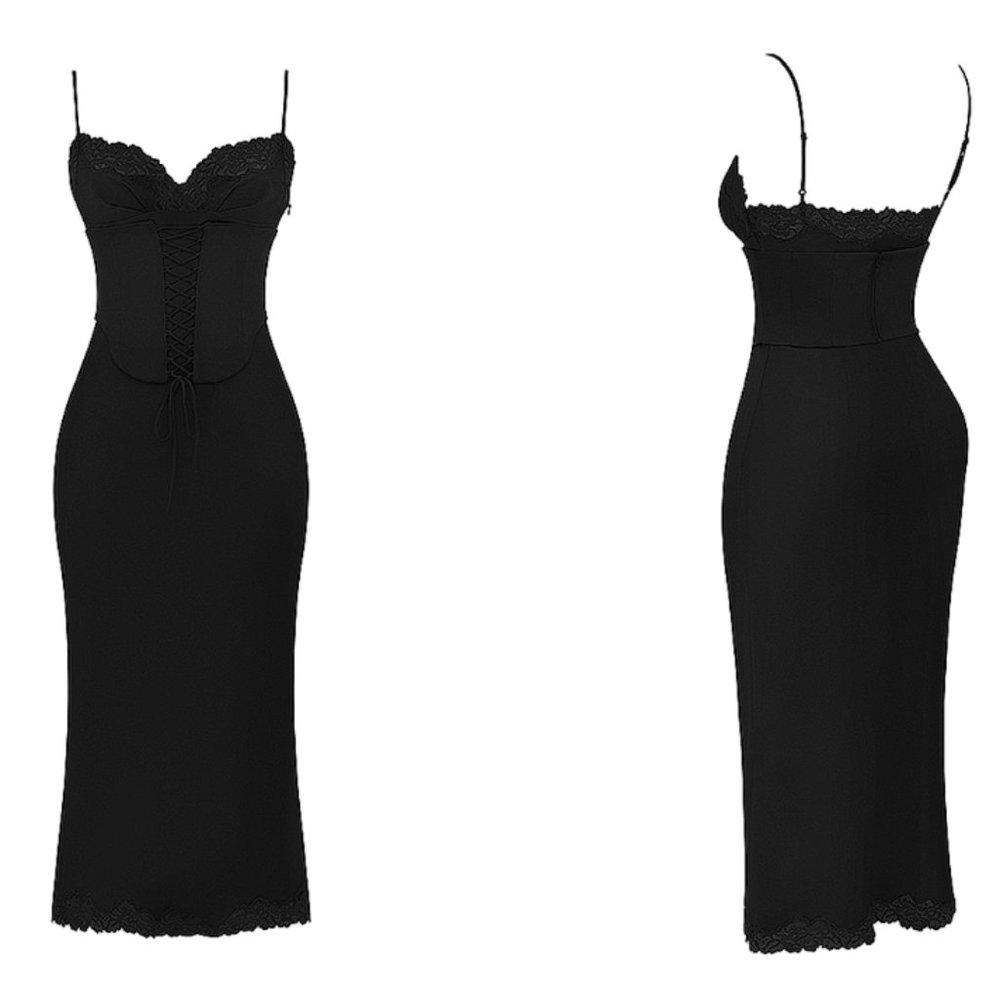 HOUSE OF CB 'Salma' Black Satin Slip Dress NWOT - Picture 9 of 9